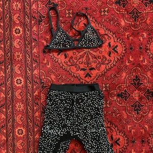 Mesh sparkly festival biker short set